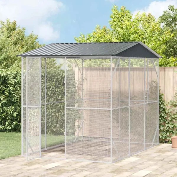 vidaXL Bird Aviary Anthracite 122 x 89.4 x 97.2 in Steel